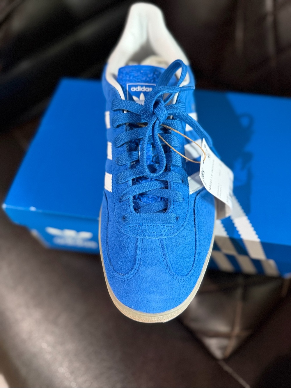adidas Kids Royal Blue Suede Sneakers with White Stripes